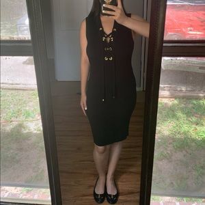 Michael Kors Black Sleeveless Lace Up Dress